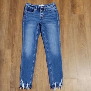 Vervet Mid-Rise Skinny Jeans with Distressed Ankle